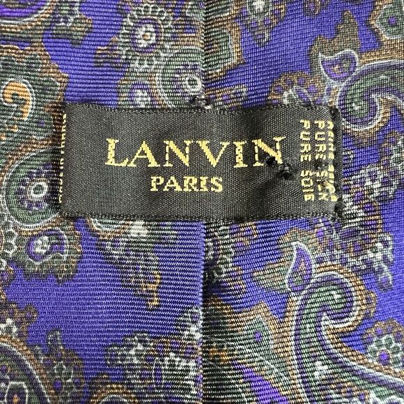 Vintage Lanvin Men's Silk Tie Necktie Purple Paisley Pattern - Picture 3 of 6